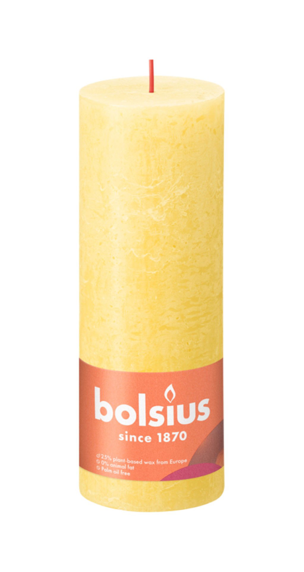 Rustiek stompkaars shine 190 68 sunny yellow Bolsius