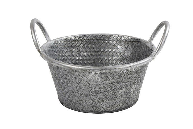 Plantenbak Ziva metaal ro 21x23.5x15 cm zink 1 stuk - Decostar