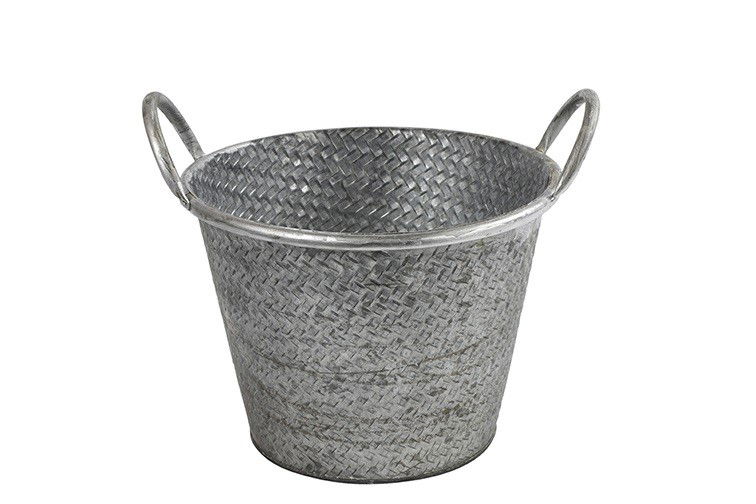 Plantenbak Ziva metaal ro 26x22x21 cm zink 1 stuk - Decostar
