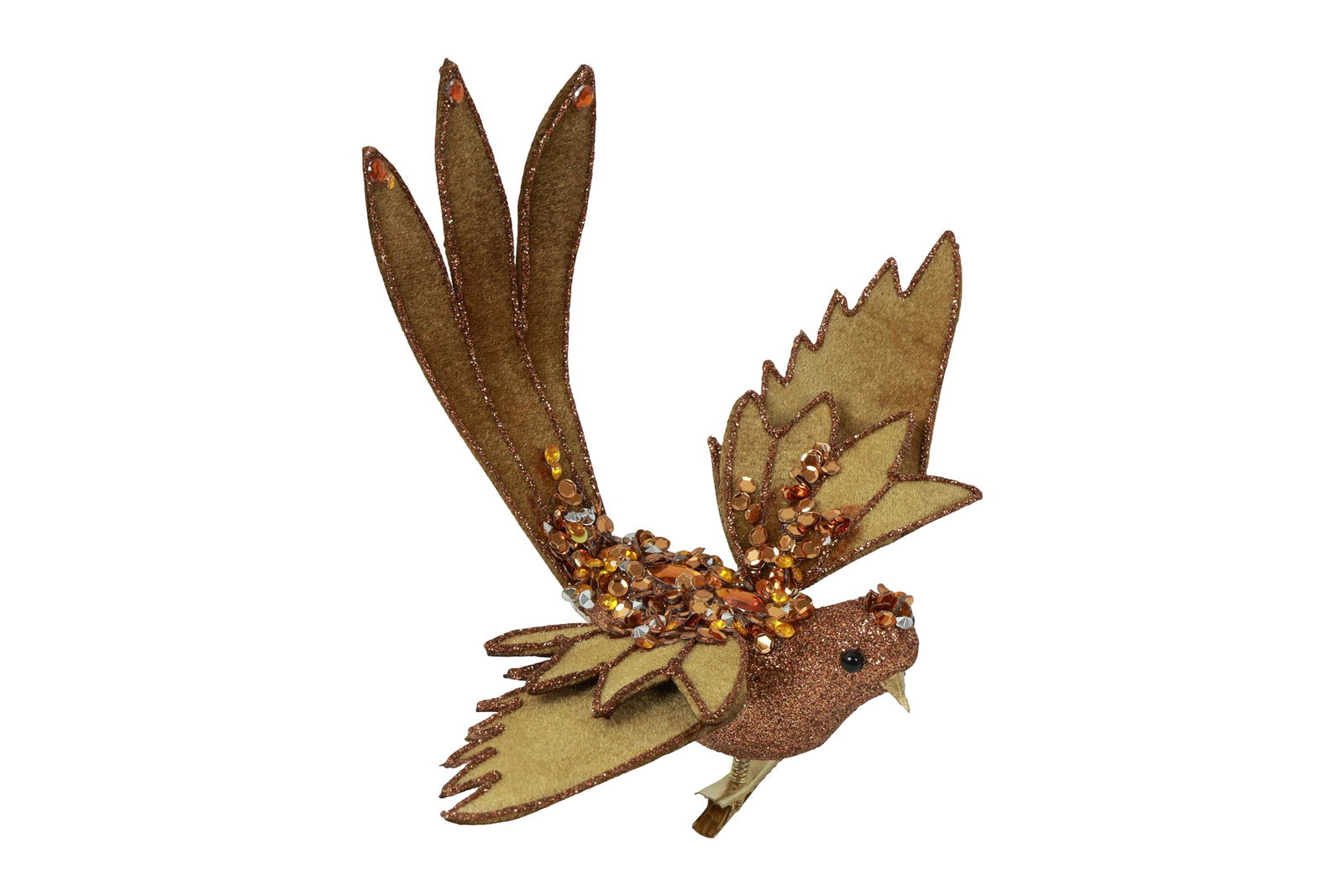Fluwelen vogelclip bruin decostar - Decostar