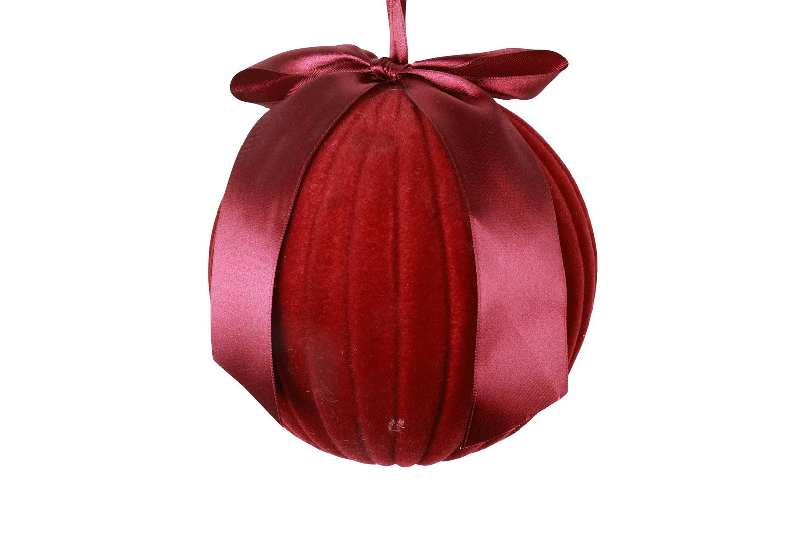 Kerstbal met lint Amara S bordeaux decostar - Decostar