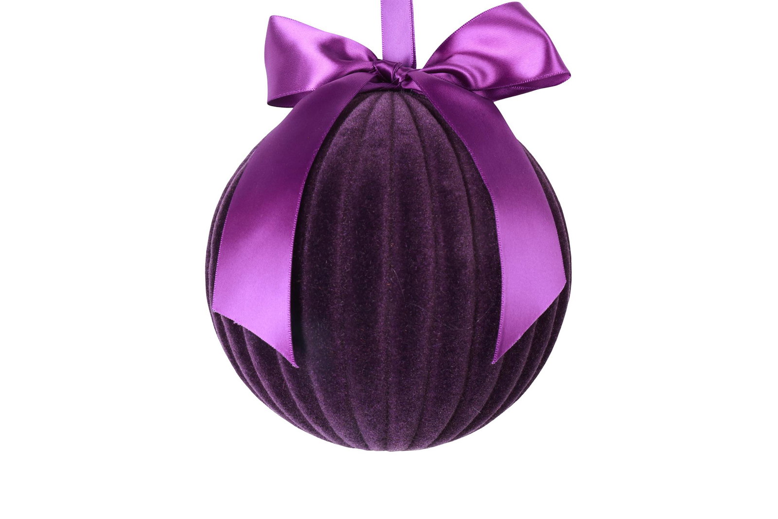 Kerstbal met lint Amara M paars decostar - Decostar