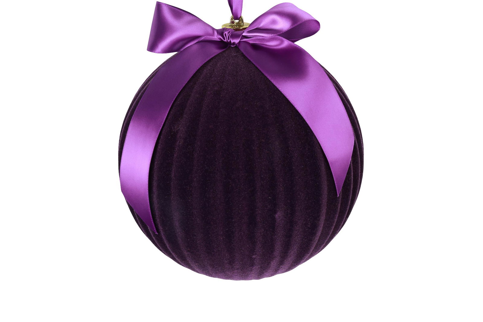 Kerstbal met lint Amara L paars decostar - Decostar