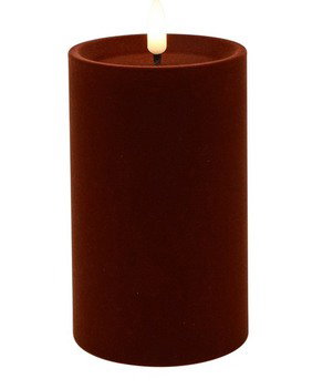 Ledkaars lyon stomp velvet d10h10 cm donkerbruin Decostar - Decostar