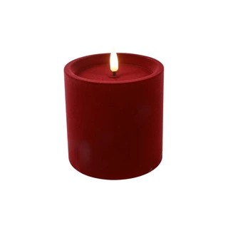 Stompkaars LED velvet lyon s donker rood dia. 10x10 cm Countryfield - Countryfield