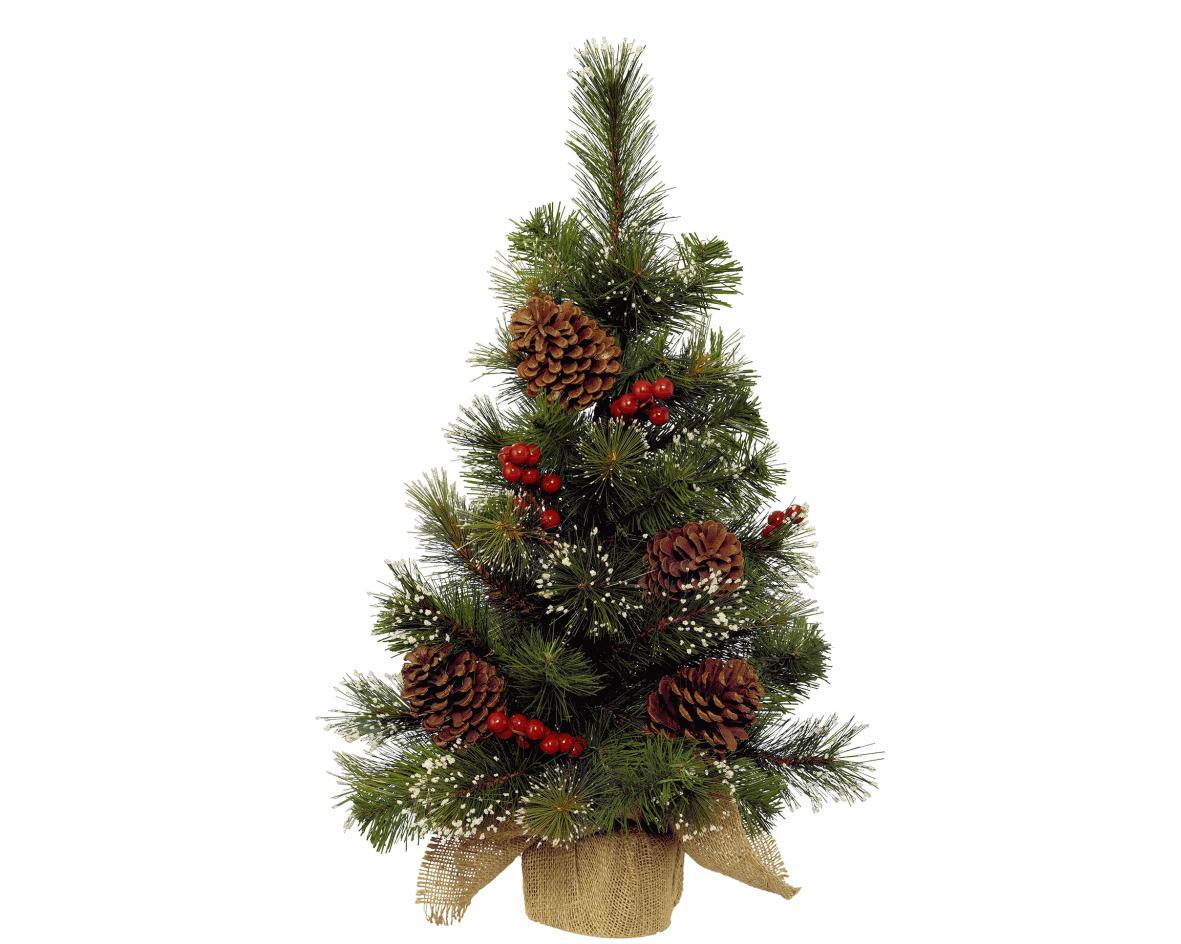 Miniboom bes d30h45 cm groen/wit Kunstkerstboom kerst Everlands - Everlands