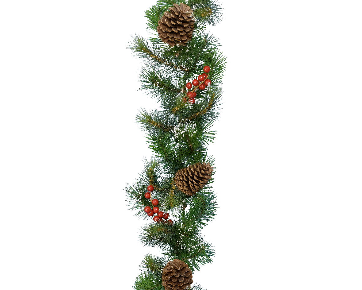 Kerstslinger guirl.bes l10b30h270 cm groen/wit Everlands - Everlands