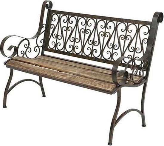 bank ijzer houten zitting - Decoris