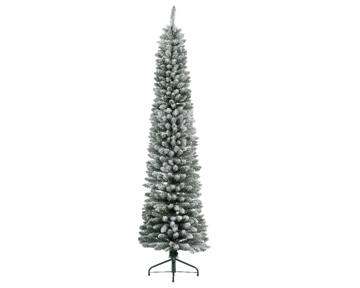 Kunstkerstboom Pencil pine snowy h180 cm dia 45 cm extra smal groen/wit Everlands - Everlands