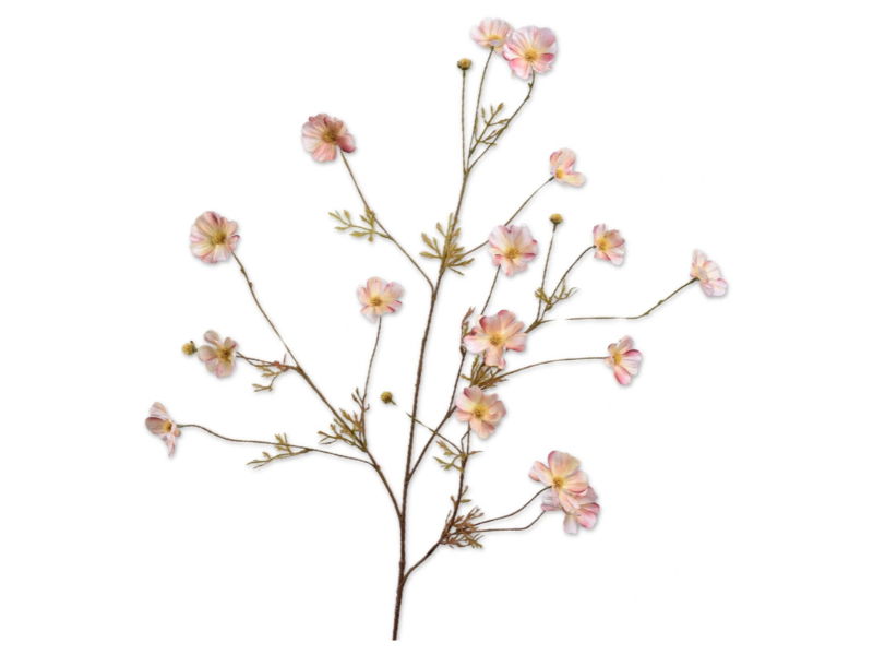 Silk-ka Kunstbloem-Zijden Bloem Cosmos Tak "Real Touch" Crème-Roze 104 cm