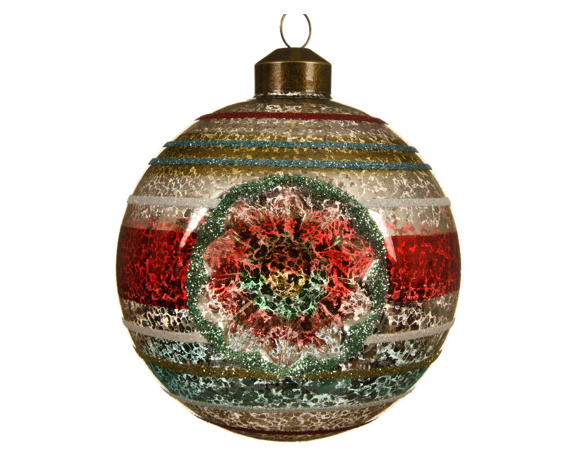 Decoris Kerstbal glas reflex antiek - 