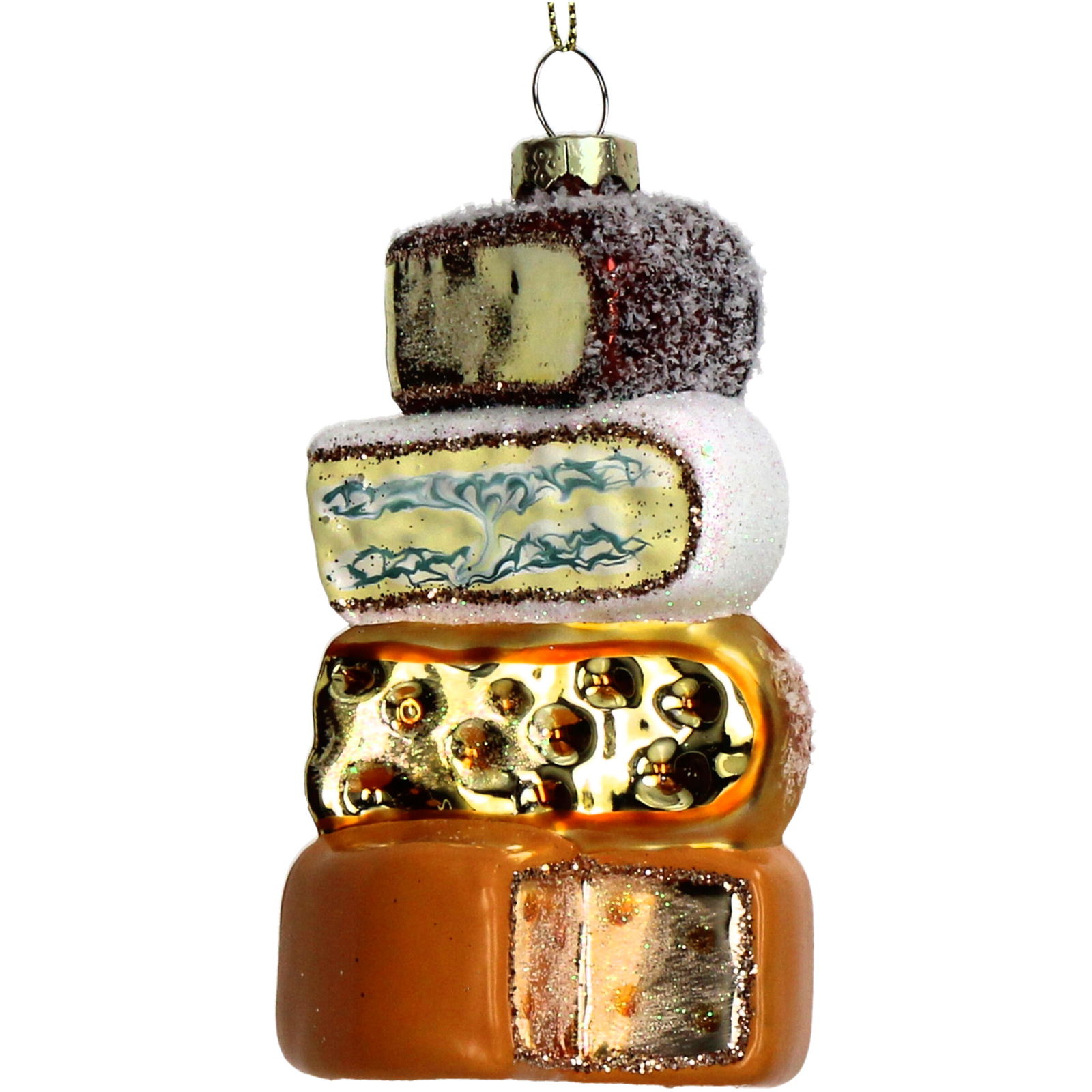 Ornament kerstbal Kaasglas Multi 11.4 cm - HD Collection