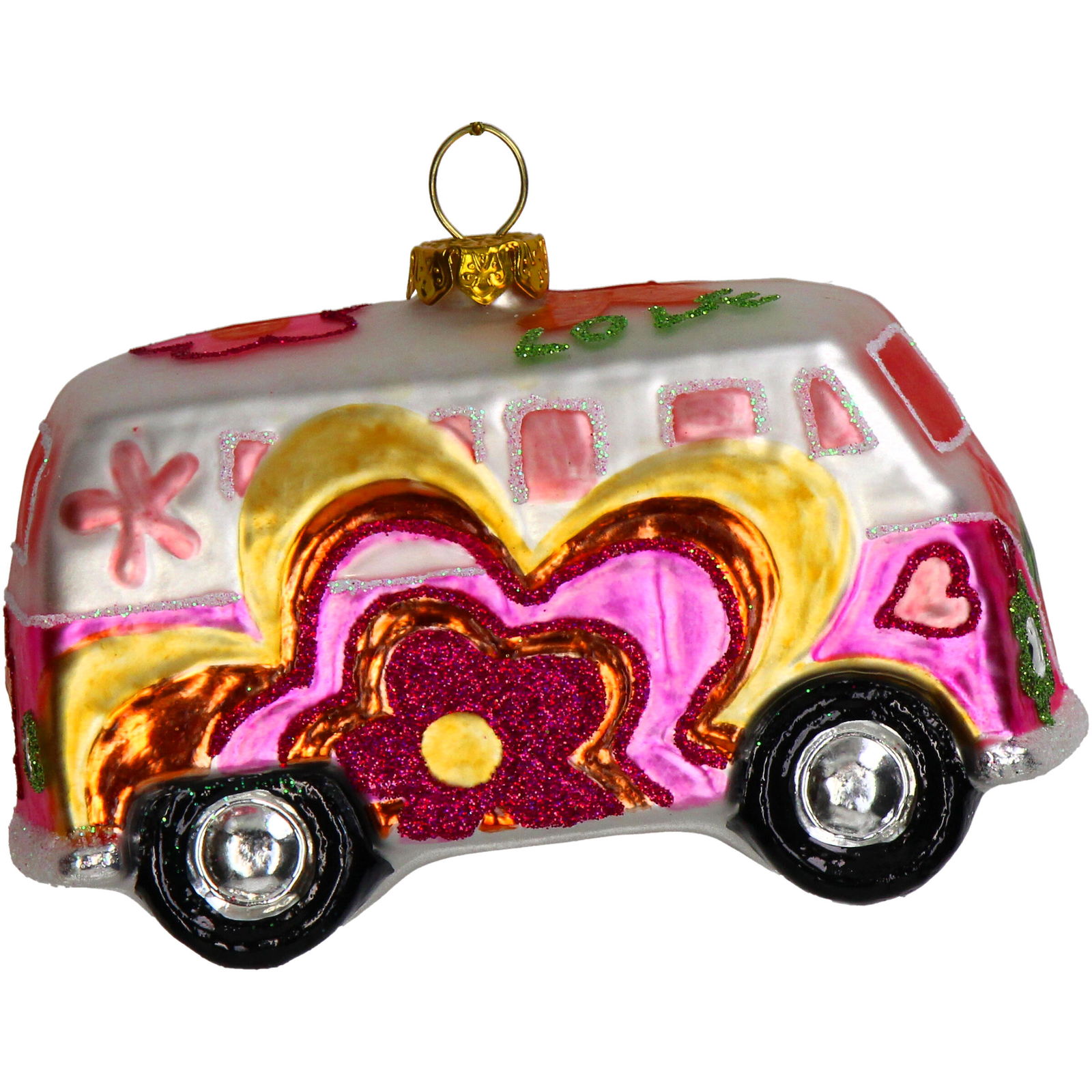 Ornament kerstbal Bestelwagen Glas Multi 10.8 cm - HD Collection