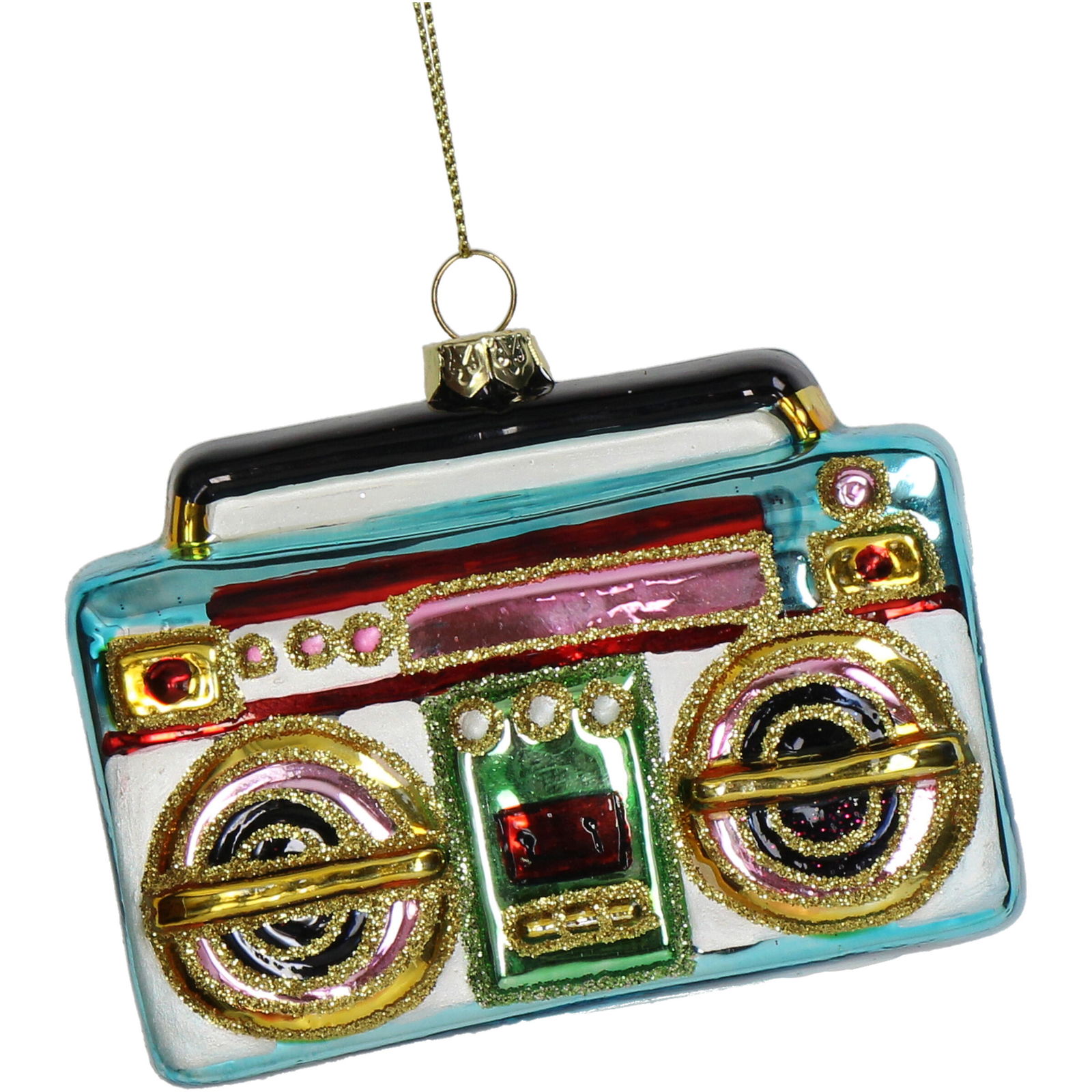 Ornament kerstbal Ghetto Blaster Glas Multi 10.2 cm - HD Collection