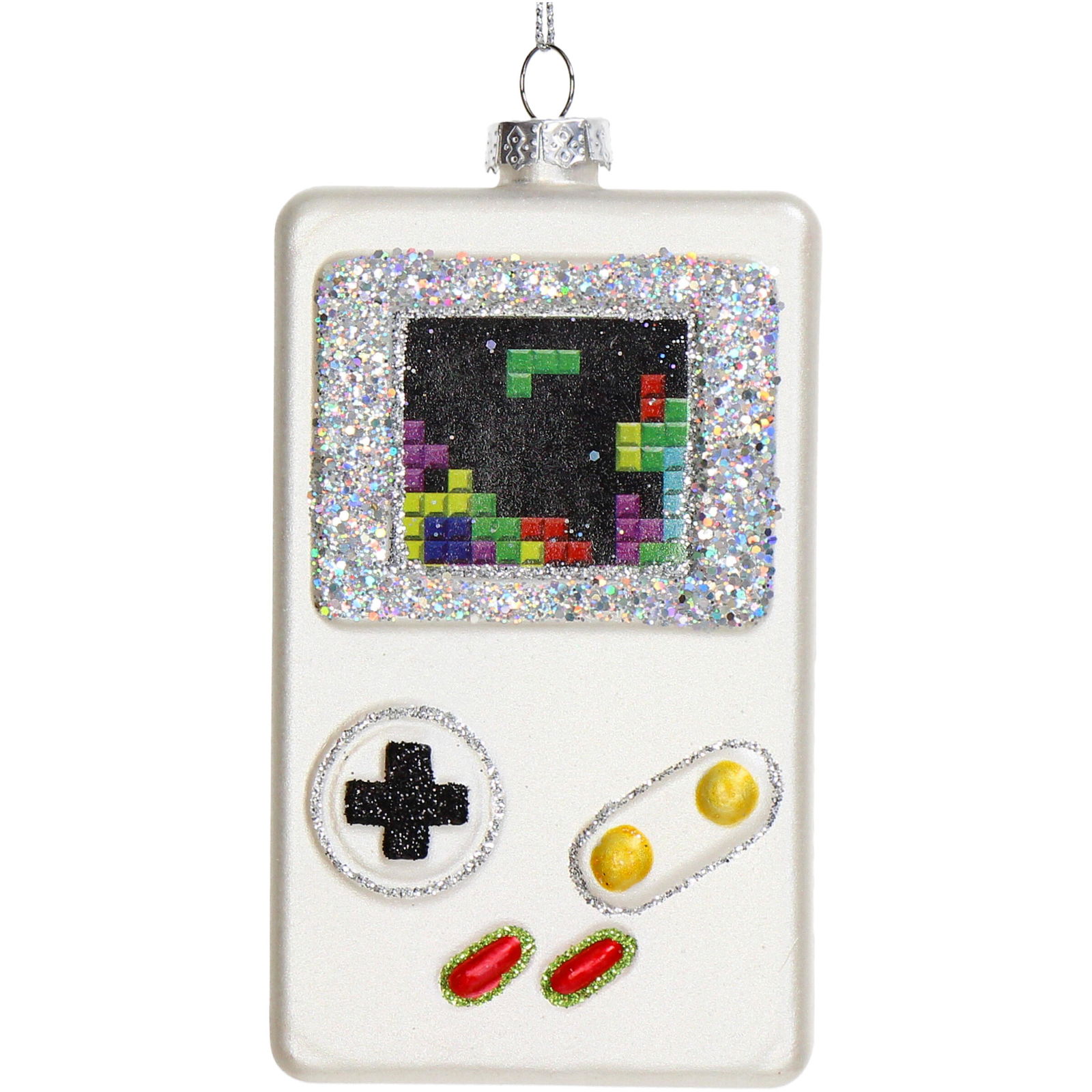 Ornament kerstbal Gameboy Glas Zilver 10.8 cm - HD Collection