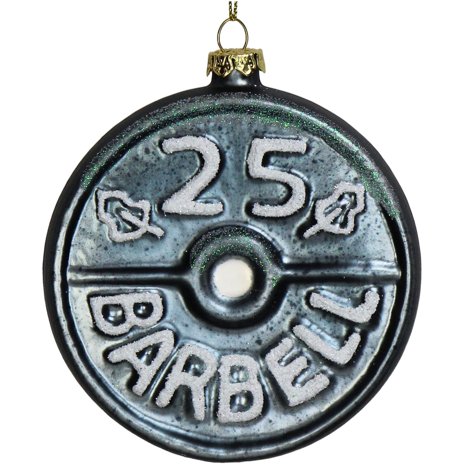 Ornament kerstbal Barbell Glas Grijs 8.9 cm - HD Collection