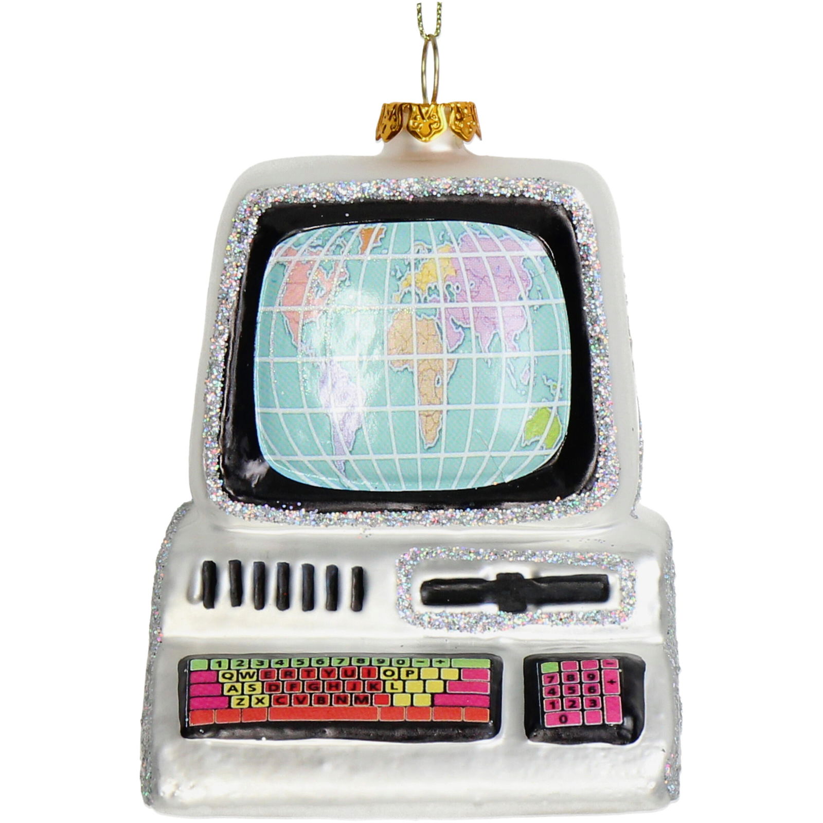 Ornament kerstbal Retro Computer Glas Zilver 10.8 cm - HD Collection