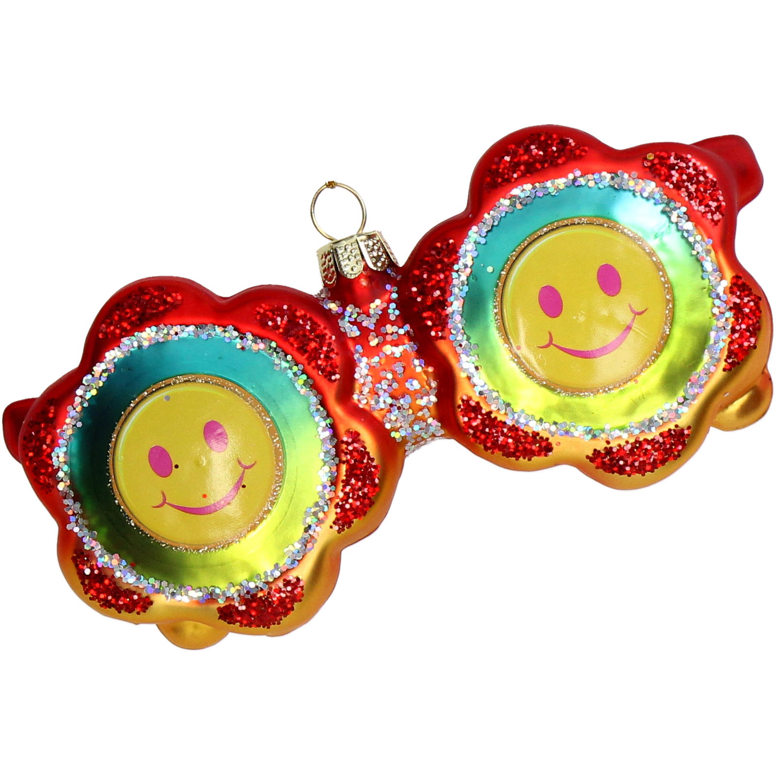 Ornament kerstbal Retro Zonnebril Glas Rood 12.7 cm - HD Collection