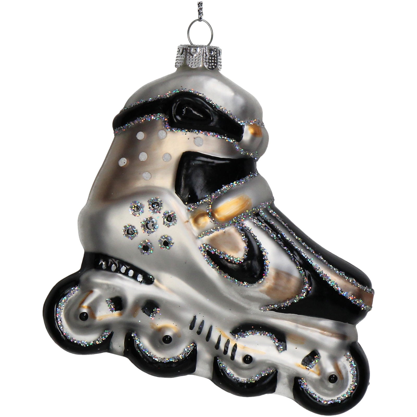 Ornament kerstbal Rolschaats Glas Wit 11.4 cm - HD Collection