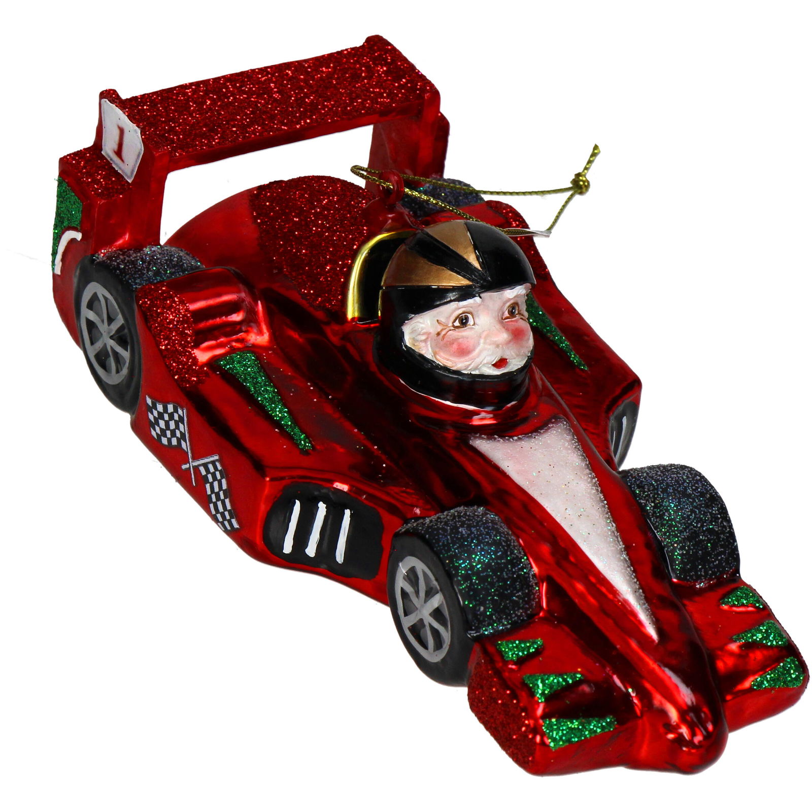 Ornament kerstbal Raceauto Glas Rood 15.2 cm - HD Collection