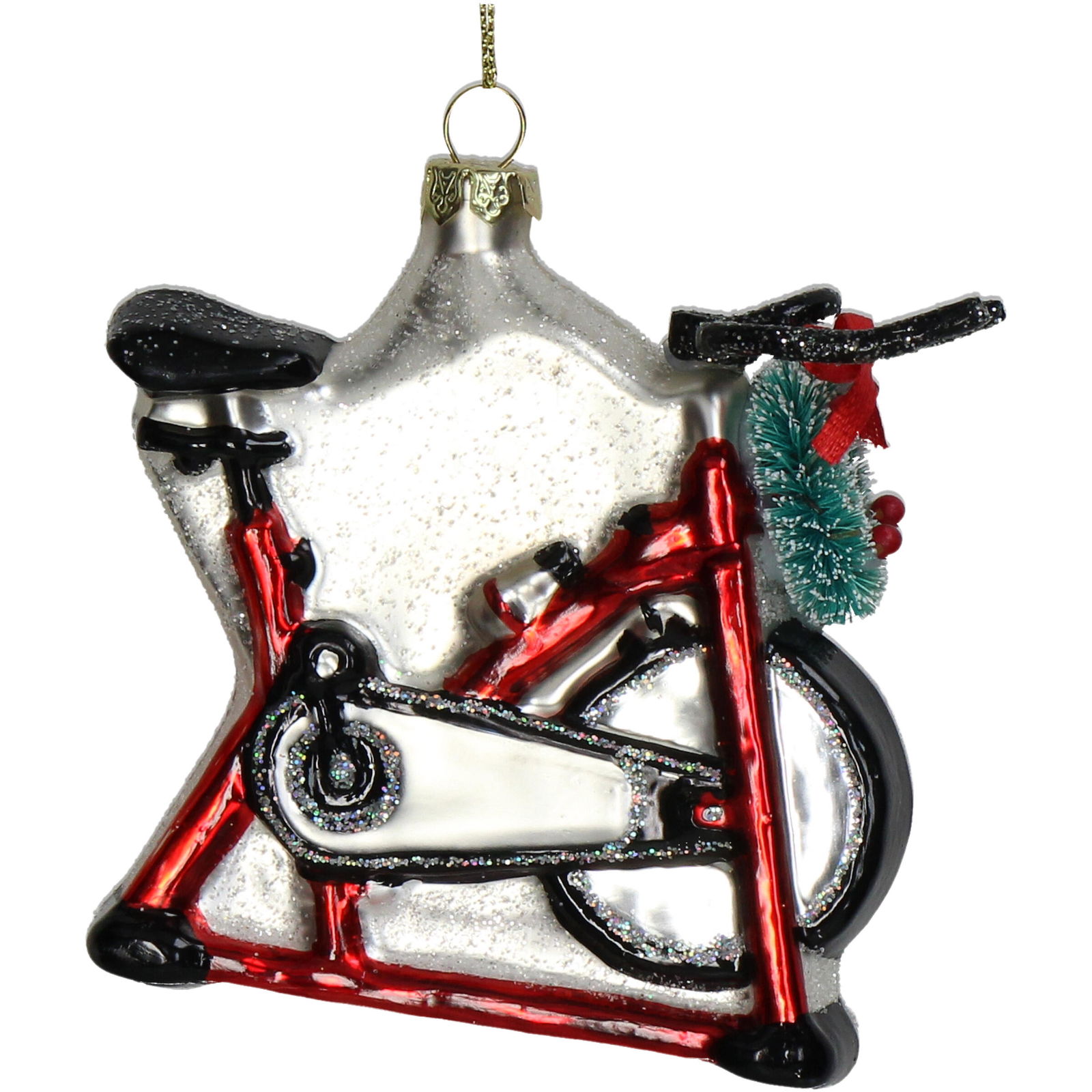 Ornament kerstbal Hometrainer Glas Rood 10.2 cm - HD Collection