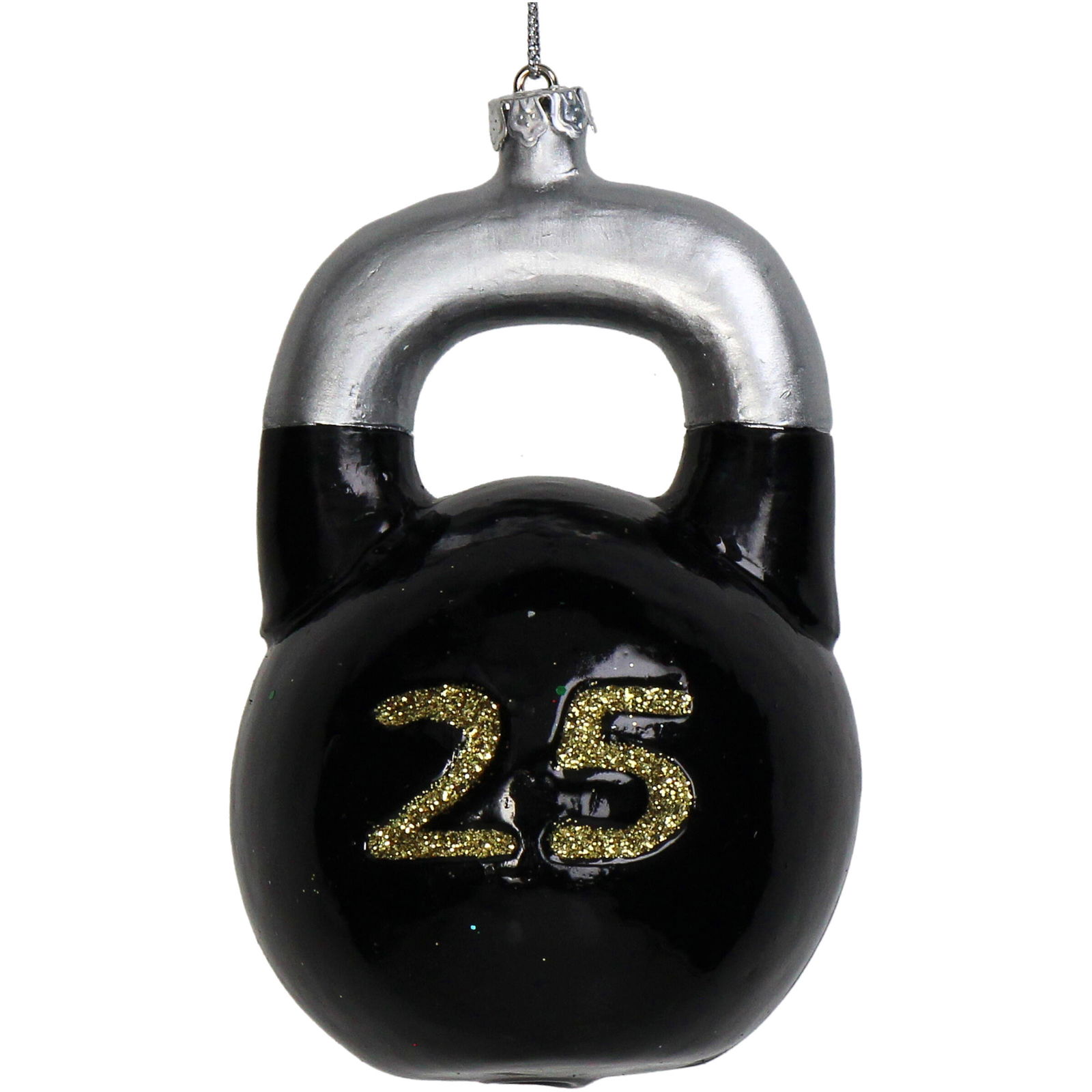 Ornament kerstbal Kettlebell Glas Zwart 10.2 cm - HD Collection