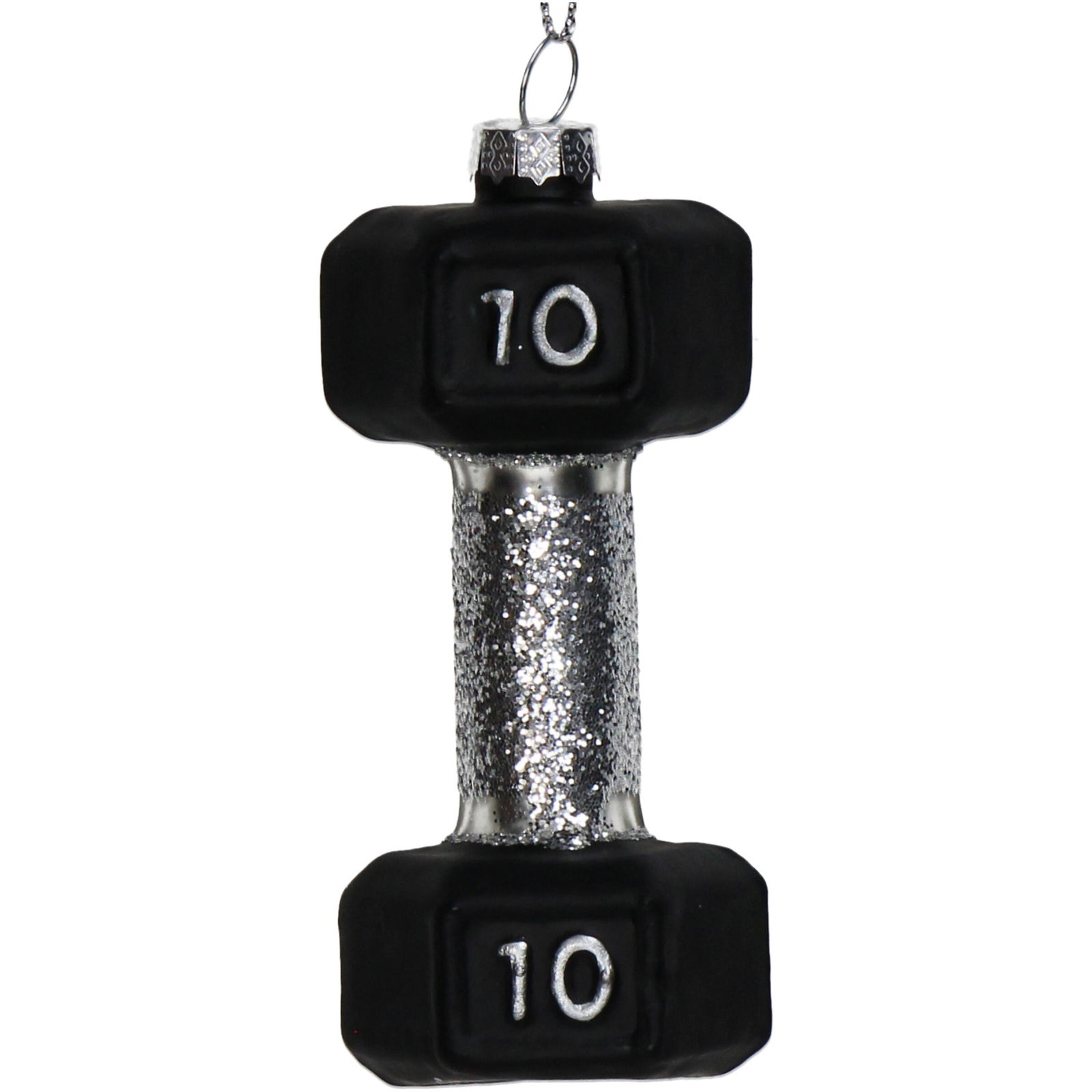Ornament kerstbal Dumbbell Glas Zwart 10.5 cm - HD Collection
