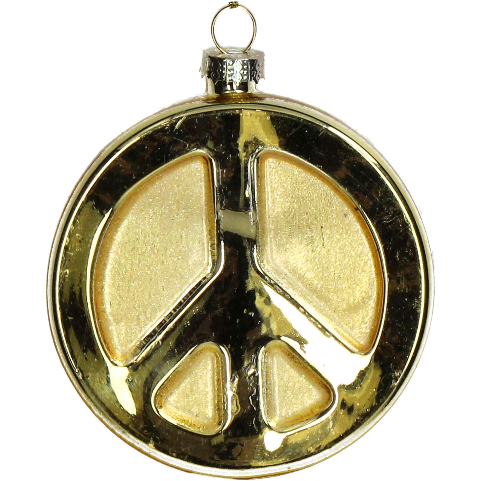 Ornament kerstbal Peace Sign Glas Goud 9.5 cm - HD Collection