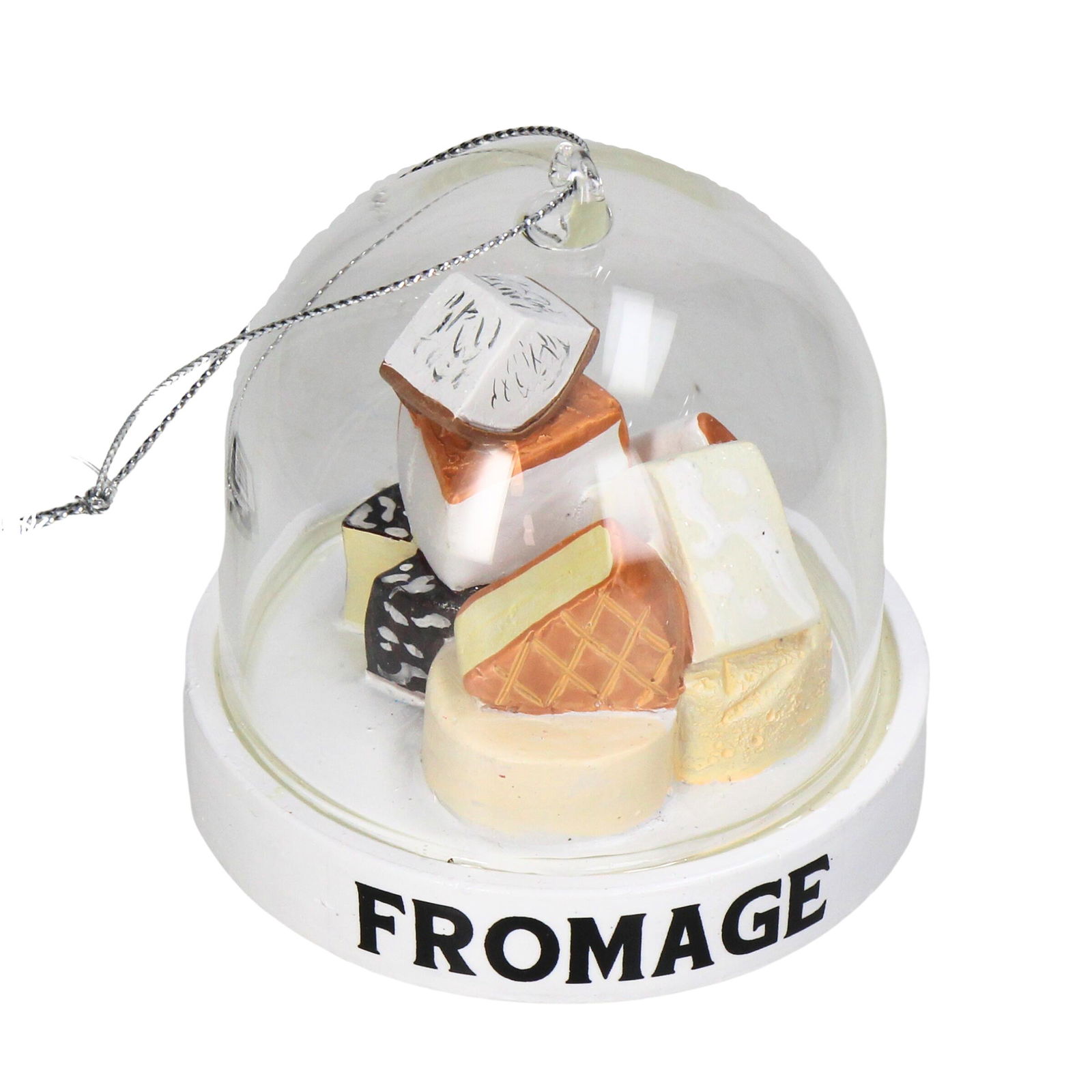 Ornament kerstbal Kaas Cloche Glas Wit 7.5 cm - HD Collection