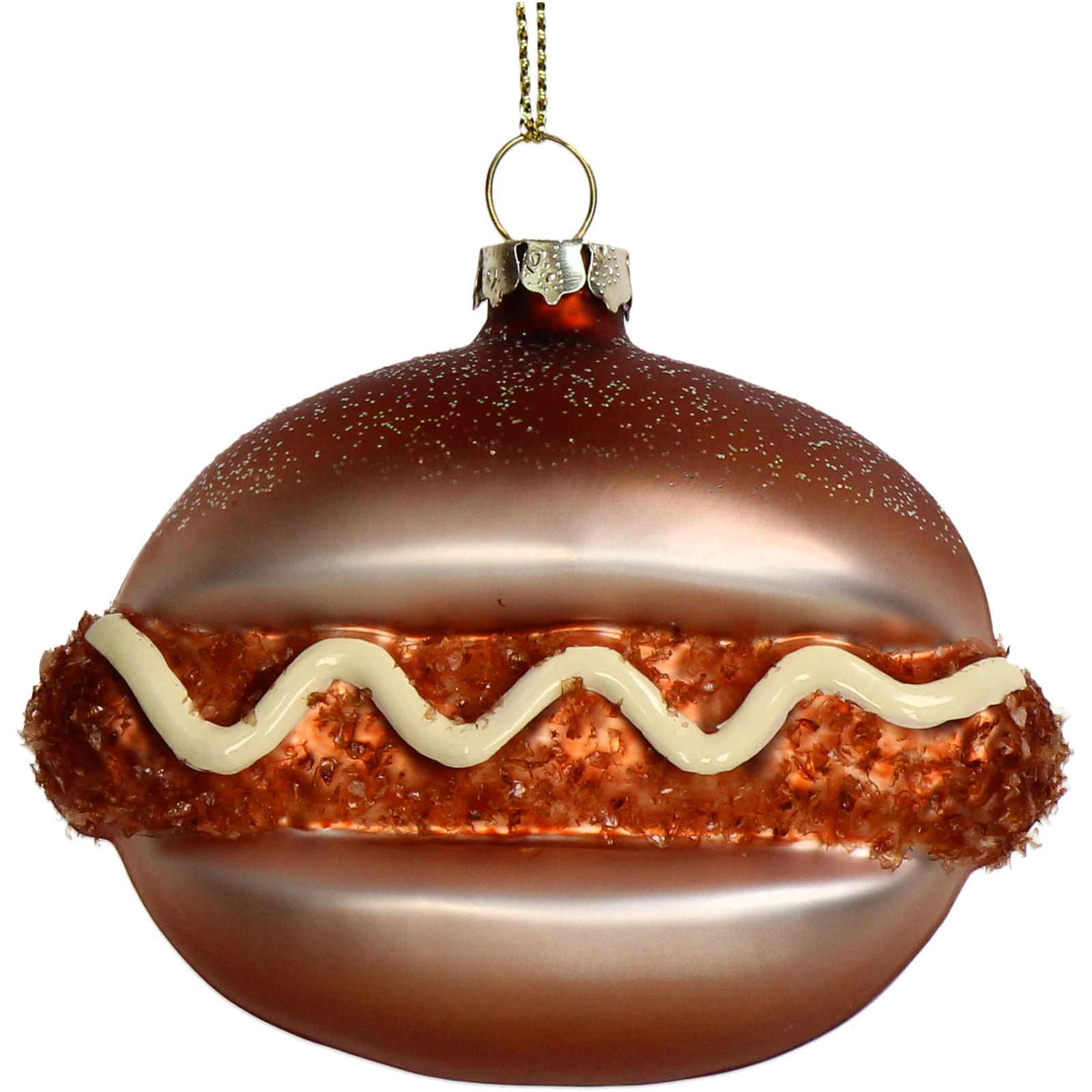 Ornament kerstbal Kroket Sandwich Glas Bruin 8.5 cm - HD Collection