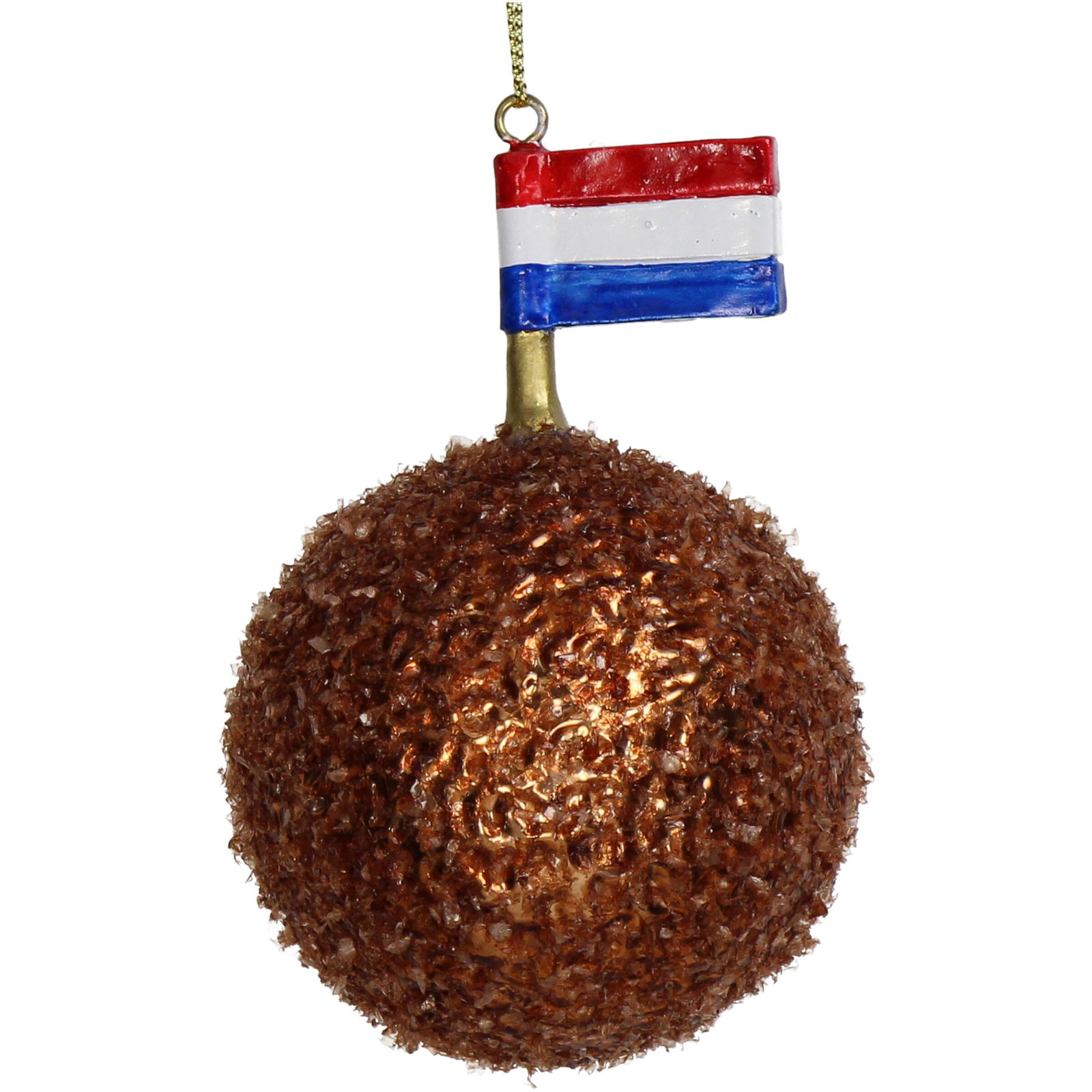 Ornament kerstbal Bitterbal glas bruin 9 cm - HD Collection