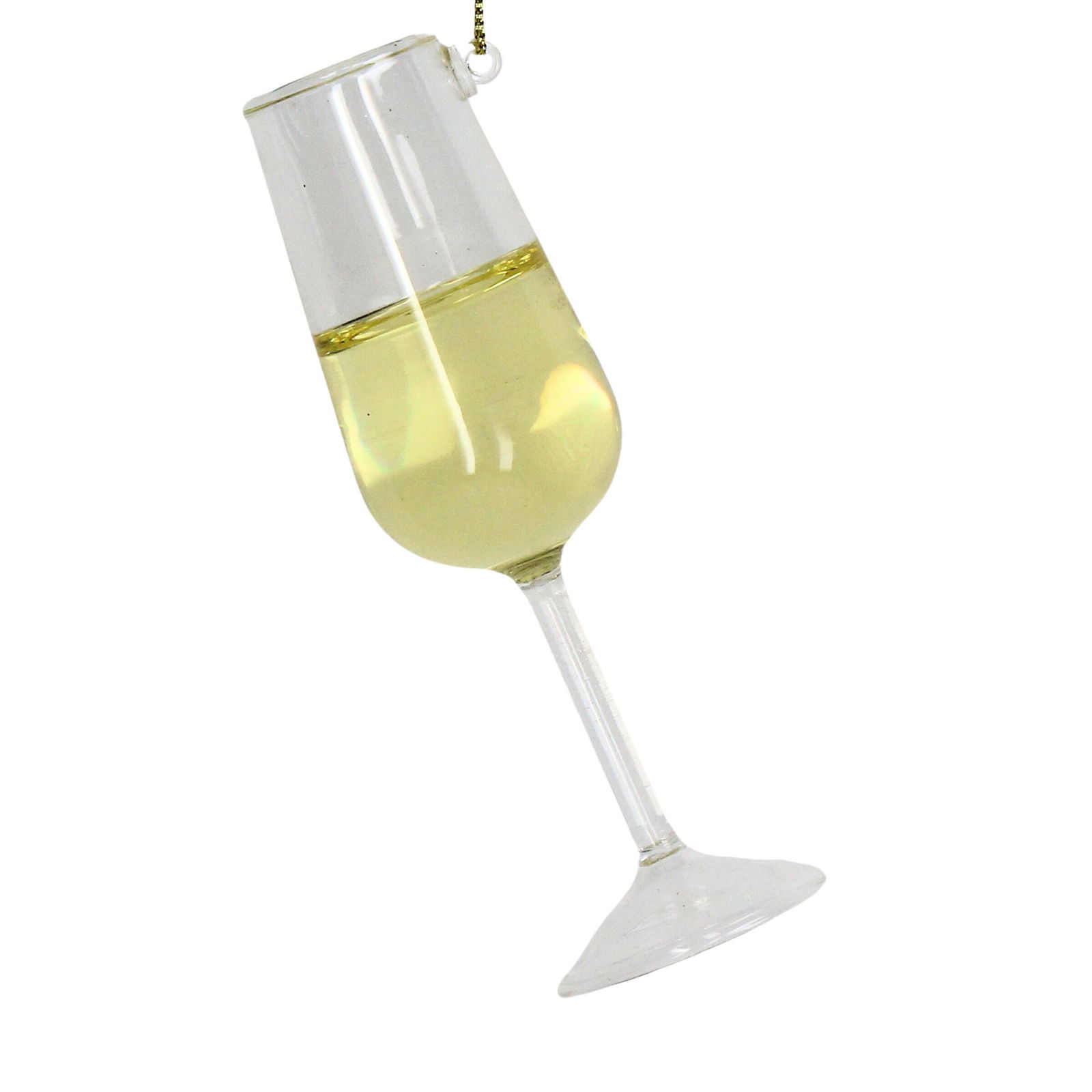 Ornament kerstbal Champagneglas Wit 12 cm - HD Collection
