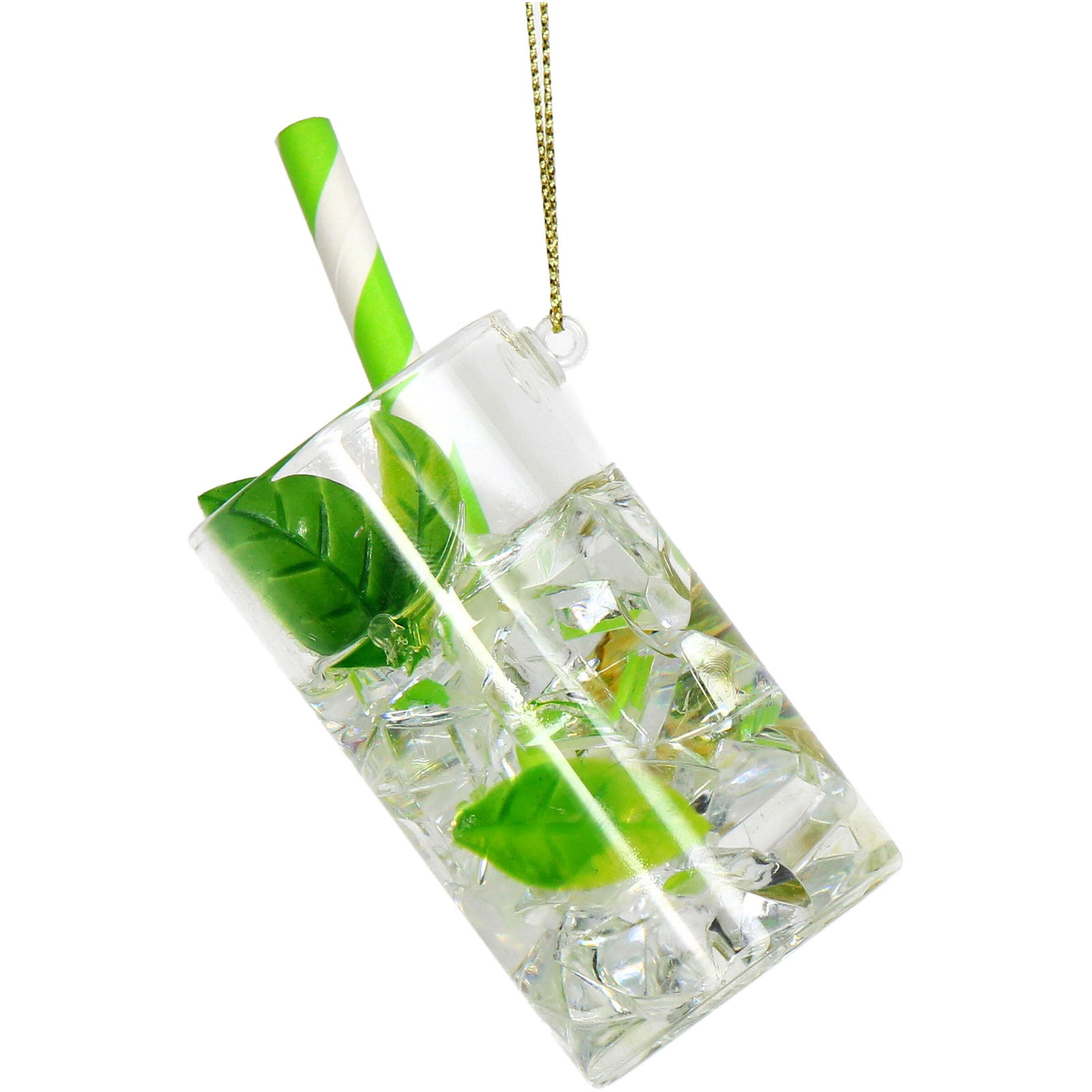 Ornament kerstbal Cocktail Mojito glas Helder 9 cm - HD Collection