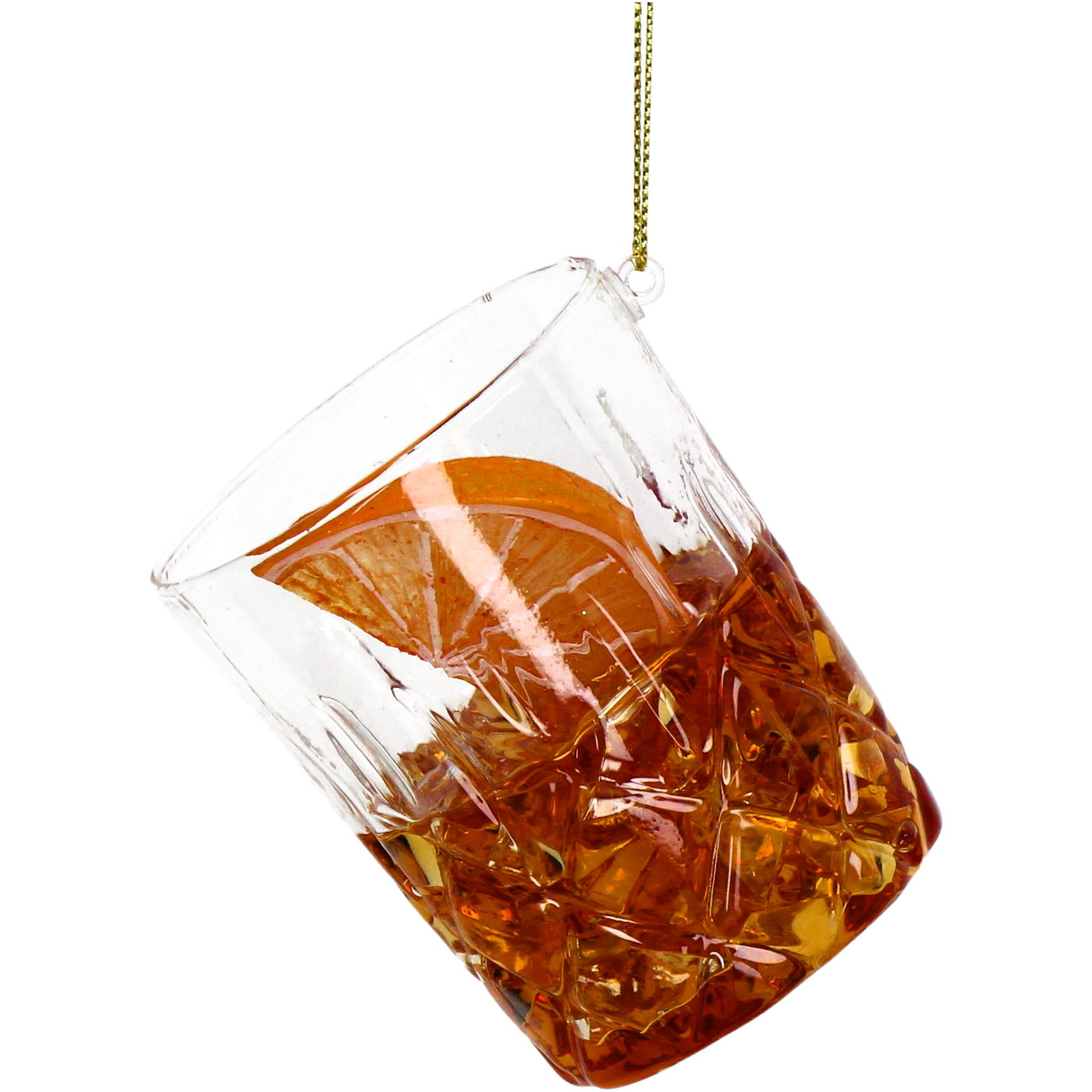 Ornament kerstbal Cocktail Old Fashioned Glas Bruin 7.5 cm - HD Collection