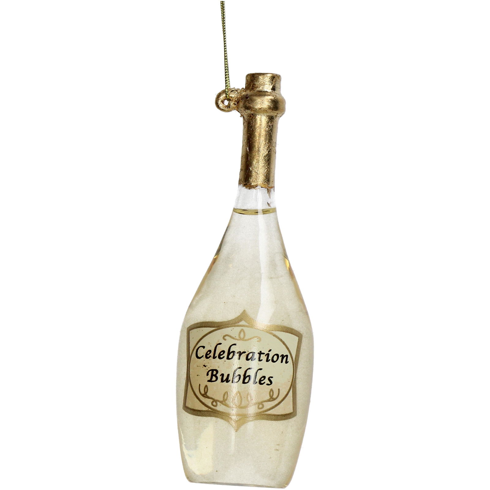 Ornament kerstbal Champagnefles Glas Helder 14 cm - HD Collection