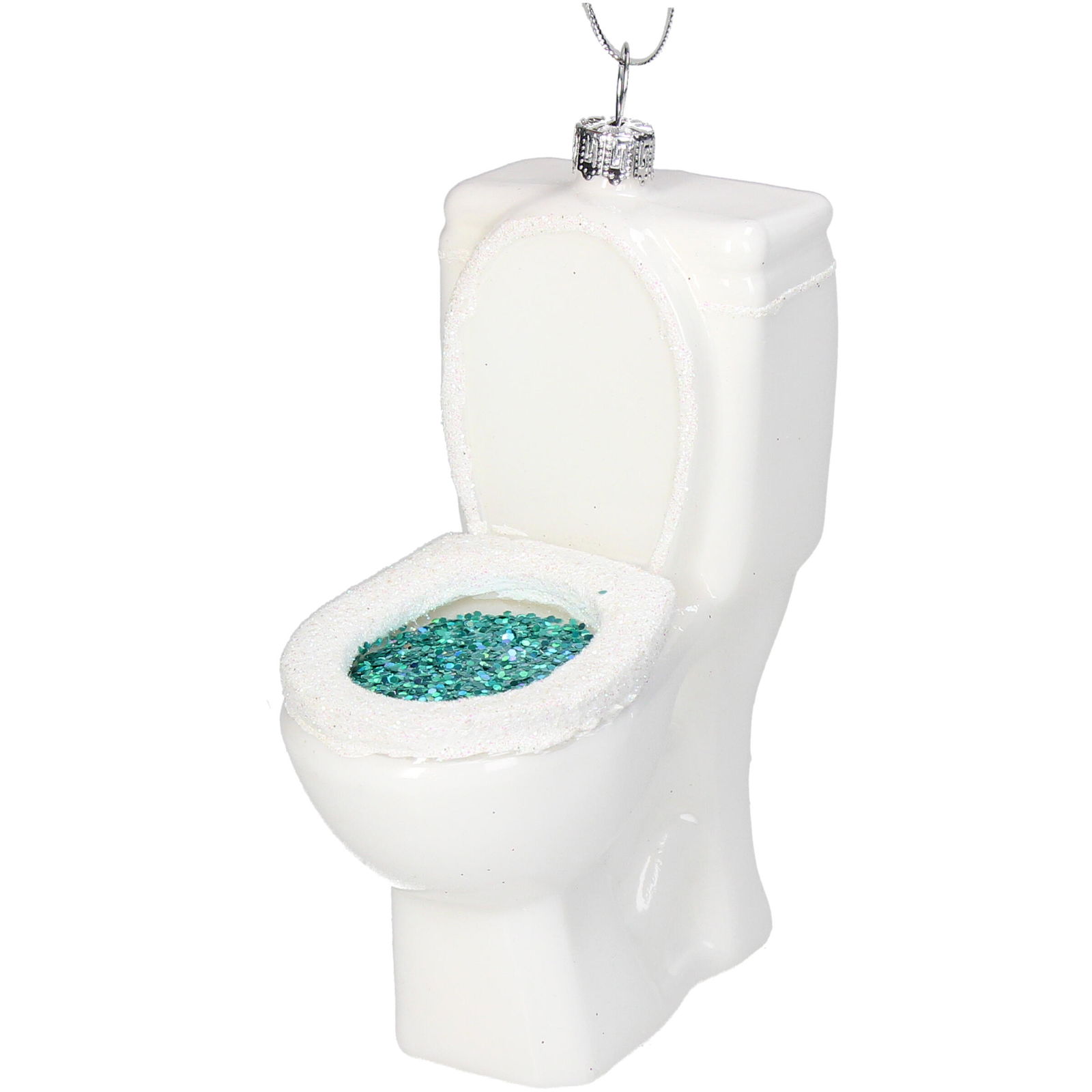 Ornament kerstbal Toiletpot Glas Wit 12.5 cm - HD Collection