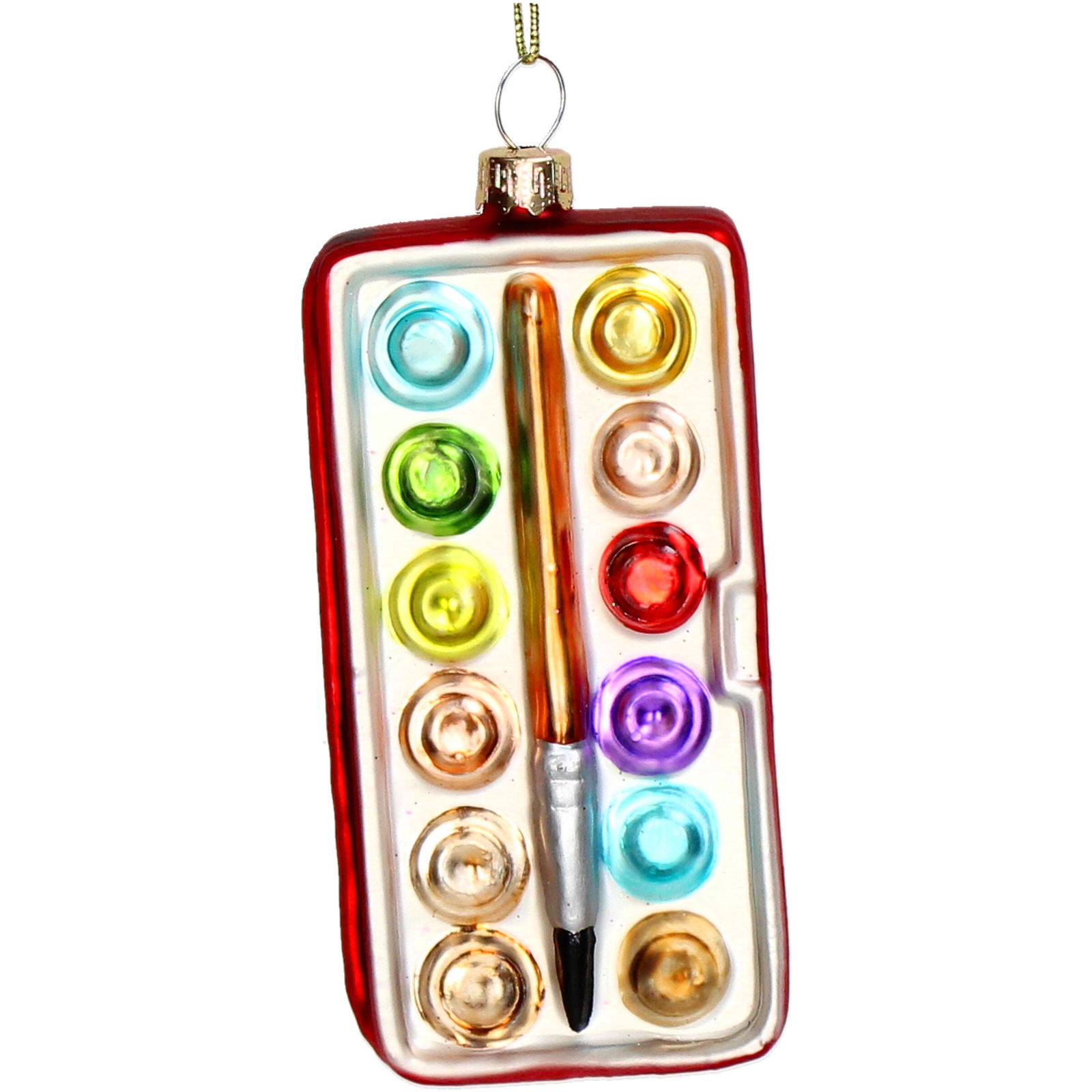 Ornament kerstbal schilderspalet glas Multi 10.9 cm - HD Collection