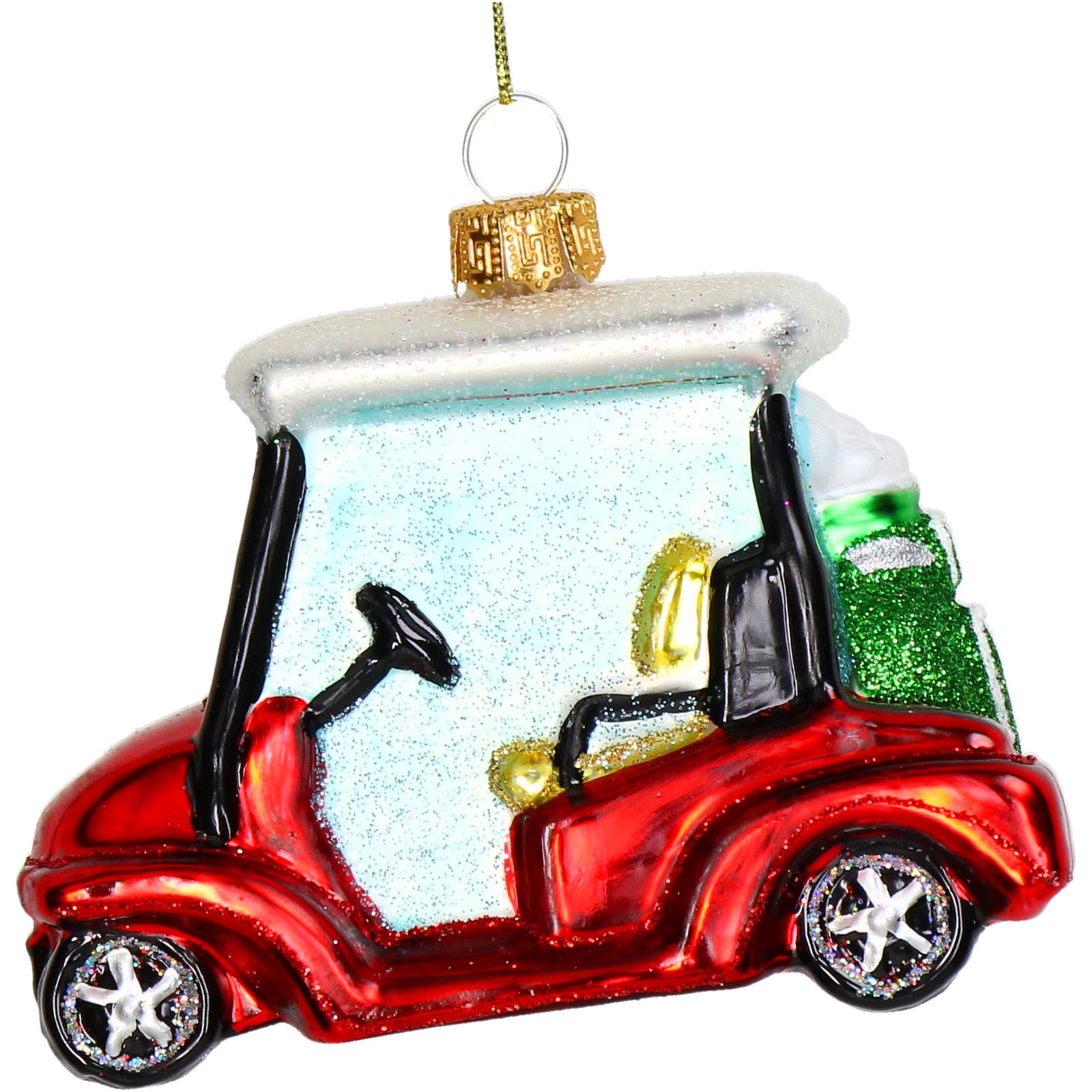 Ornament kerstbal Golfkar Glas Rood 9.7 cm - HD Collection