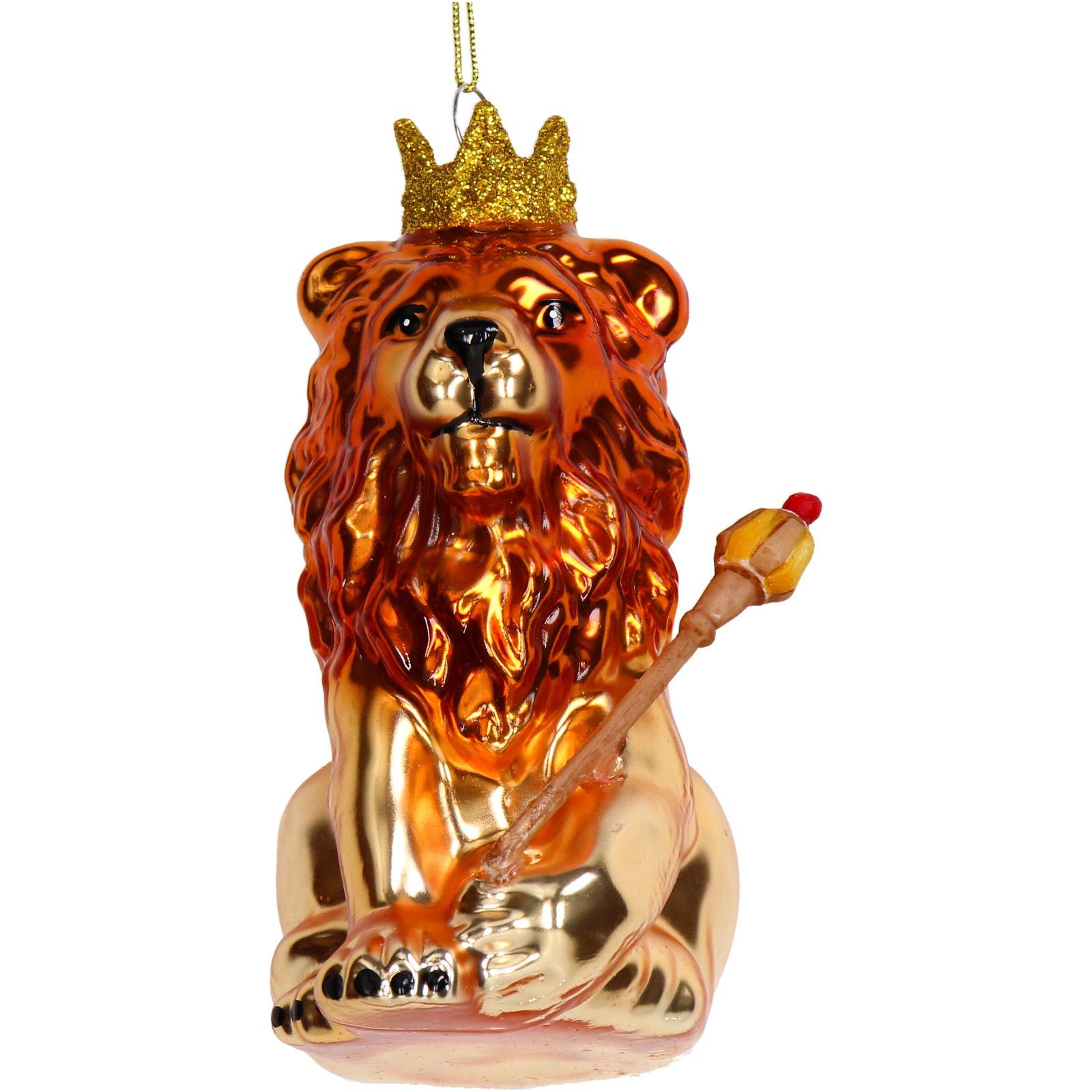 Ornament kerstbal Leeuw Glas Goud 11.3 cm - HD Collection