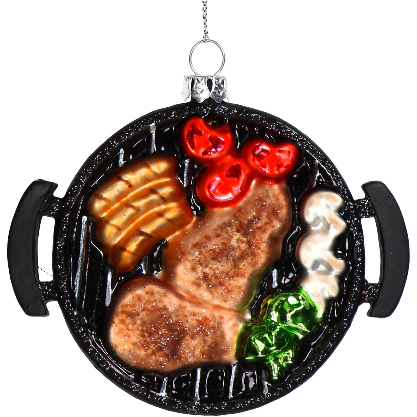 Ornament kerstbal Barbecue Glazen Zwart 10.1 cm - HD Collection