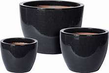 Bloempot Glazed klein zwart Glazuur 1 stuk Mcollections - Mcollections
