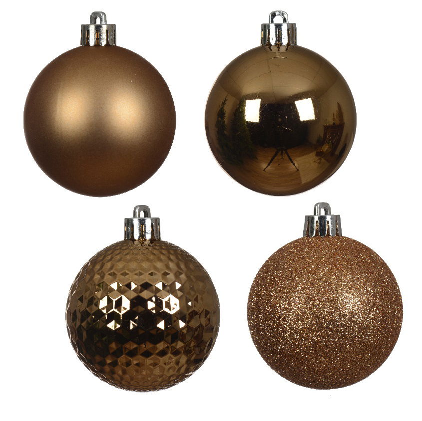 Decoris Kerstbal kunststof assorted peacan brown - 