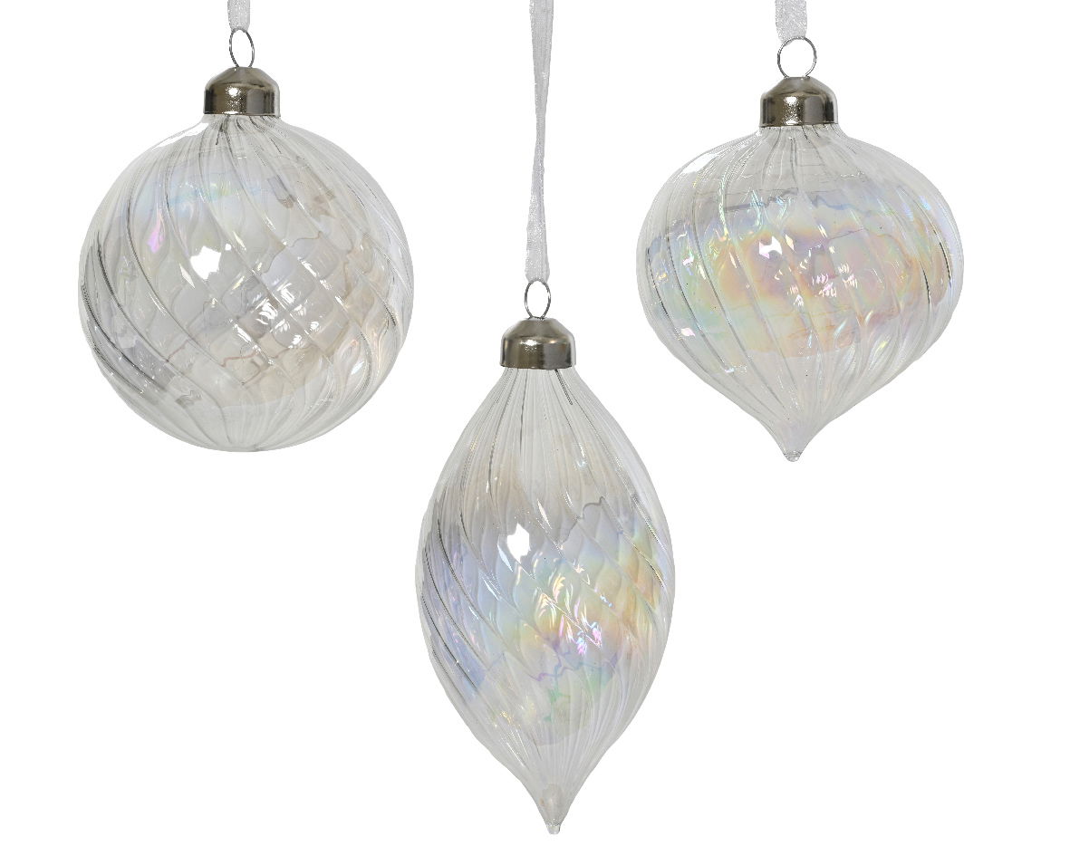 Kerstbal glas d8 cm transparant/iris a3 - Decoris