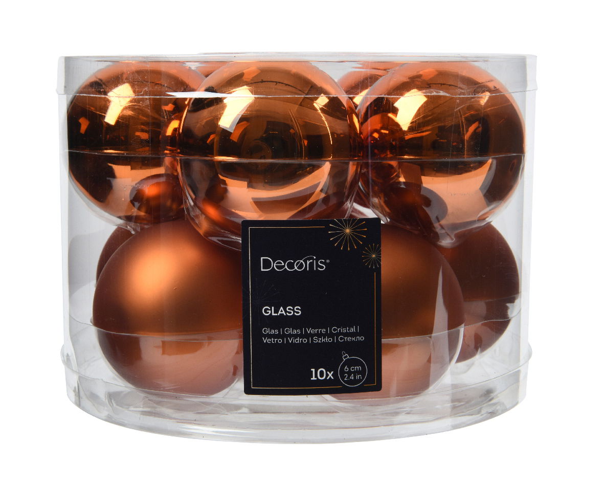 Decoris Kerstbal glas d6 cm warme cider 10st - 