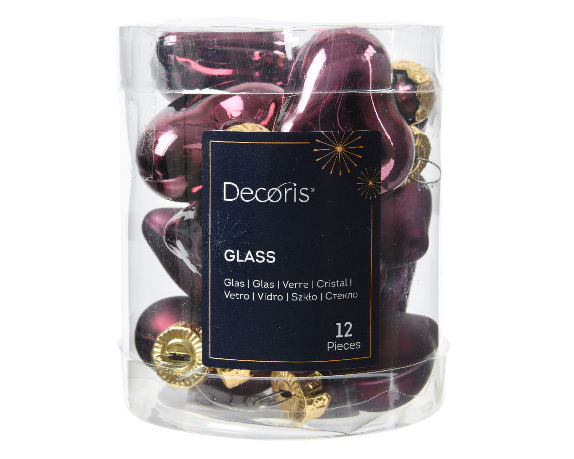 Hart glas l2b4.5h4 cm d.mv 12st - Decoris