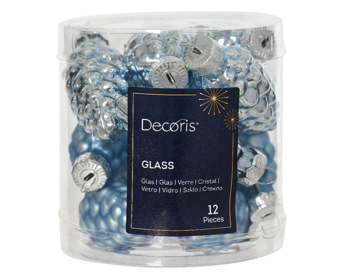 Denappel glas d2.5h6 cm ijsblw 12st - Decoris