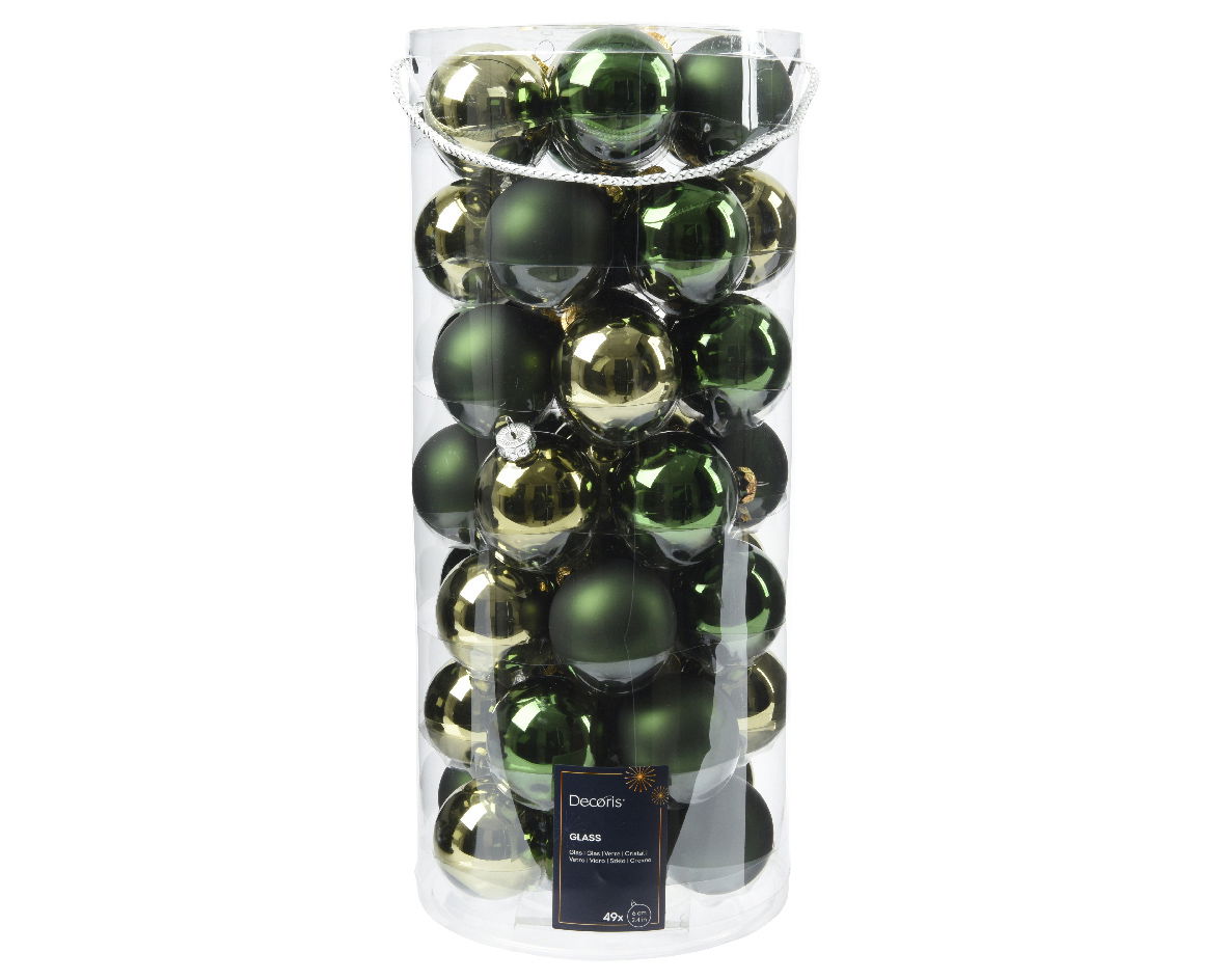 Decoris Kerstbal glas d6 cm groen 49st - 