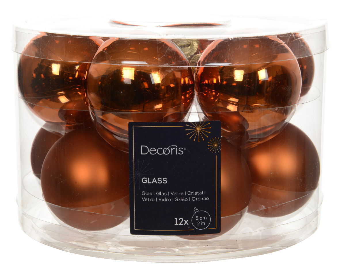 Decoris Kerstbal glas d5 cm warme cider 12st - 