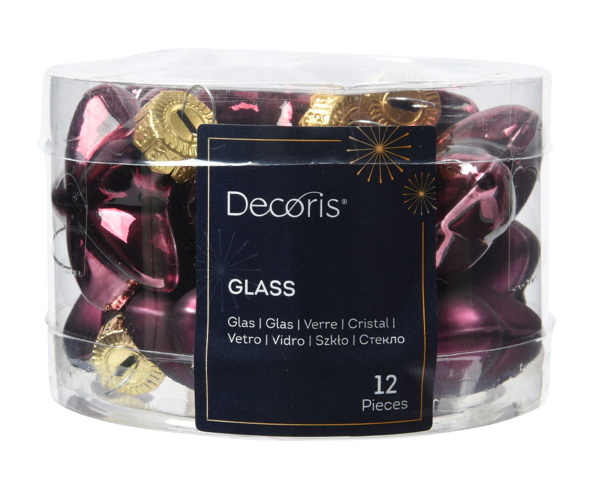 Ster glas l2b4.5h4 cm d.mv 12st - Decoris