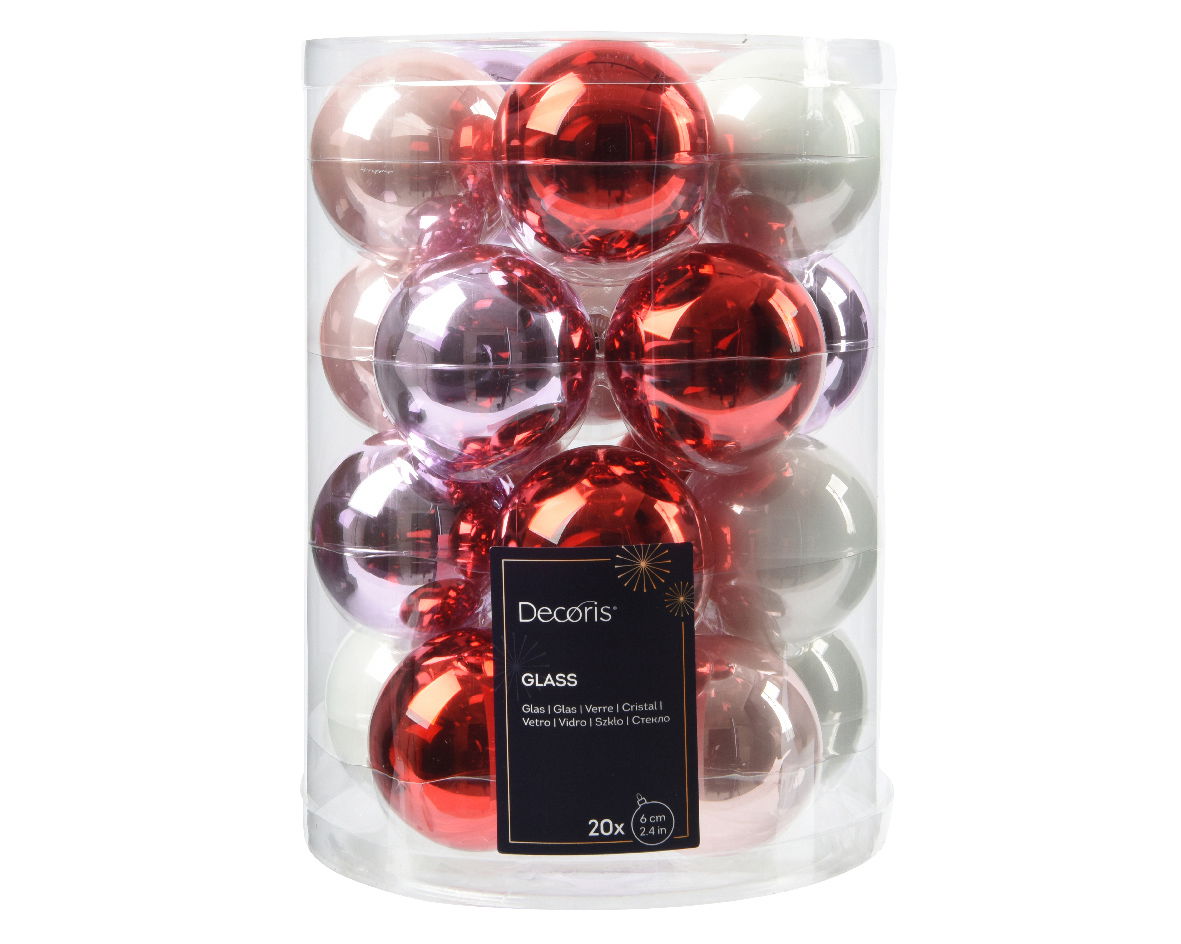Kerstbal glas d6 cm lila 20st - Decoris